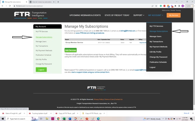 Manage subscriptions